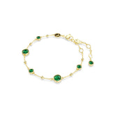 Imber bracelet, Round cut, Green, Gold-tone plated